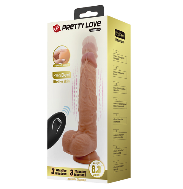 Pretty Love Jonathan Thrusting Vibrating Dildo w Remote Flesh