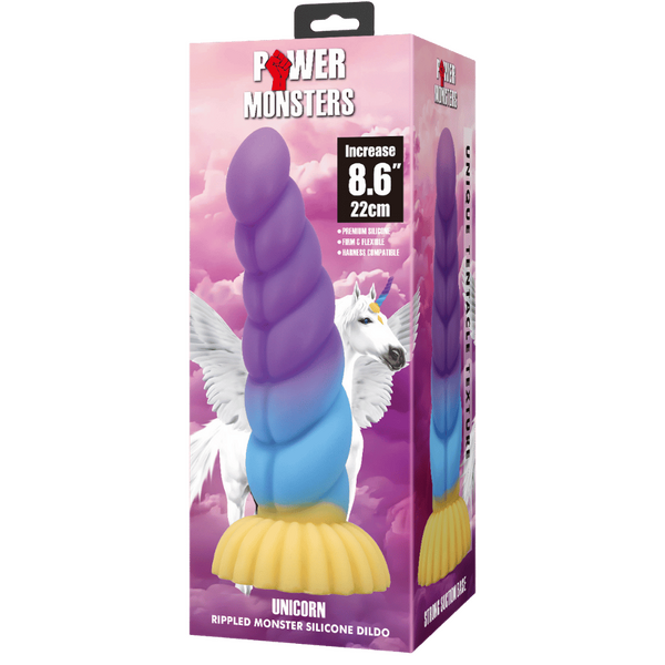 Power Monsters Unicorn 8.6" Rippled Monster Silicone Fantasy Dildo