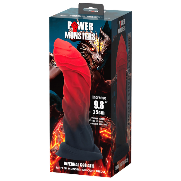 Power Monsters Infernal Goliath 9.8" Rippled Monster Silicone Fantasy Dildo