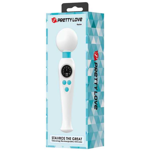 Pretty Love Stavros The Great Skyler Massage Wand Vibrator White/Blue