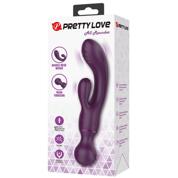 Pretty Love All Rounder Triple Rabbit Vibrator Massage Wand Purple
