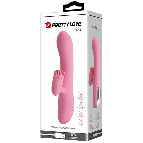 Pretty Love Chris Rotating Tongue Rabbit Vibrator Pink