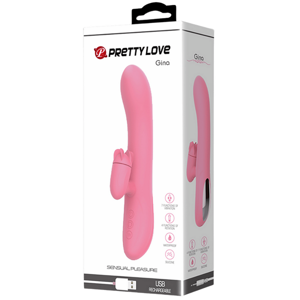 Pretty Love Gina Rotating Tongue Rabbit Vibrator Pink