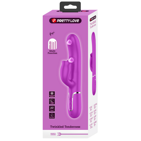 Pretty Love Gigi - 3in1 Multi-function Thumping Licking Rabbit Vibrator Pink