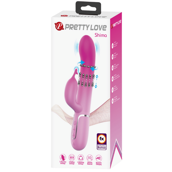Pretty Love Shima Rotating Beads Rabbit Vibrator Pink