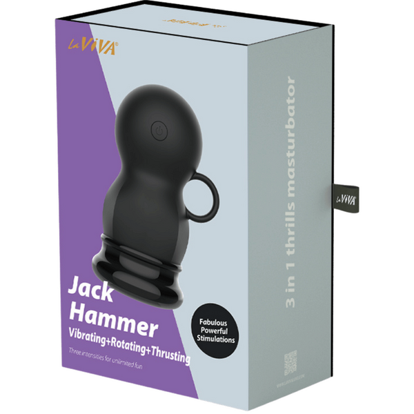 La Viva Jack Hammer Vibrating, Rotating and Thrusting Masturbator Black