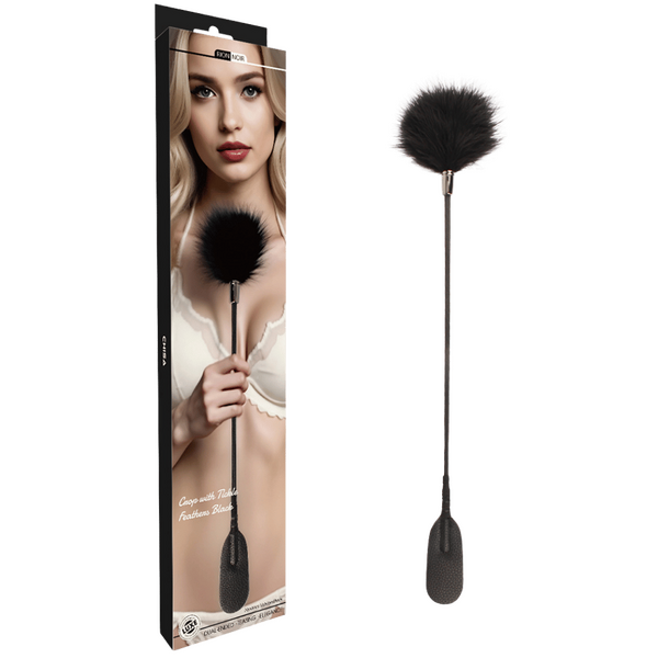 Chisa Noir Crop With Tickle Feathers (Black)
