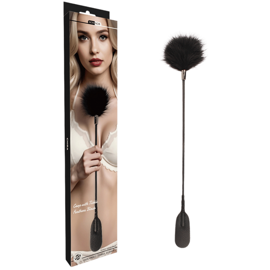 Chisa Noir Crop With Tickle Feathers (Black)