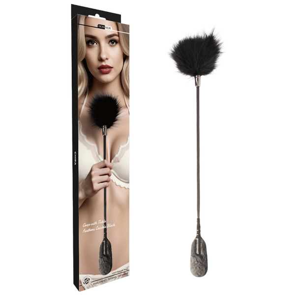 Chisa Noir Crop With Tickle Feathers (Black)
