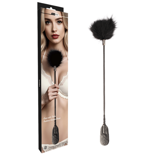 Chisa Noir Crop With Tickle Feathers (Black)