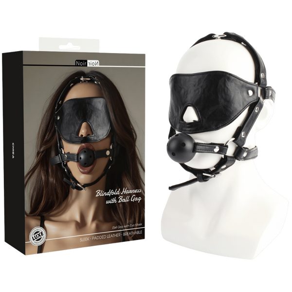 Chisa Noir Blindfold Harness With Ball Gag