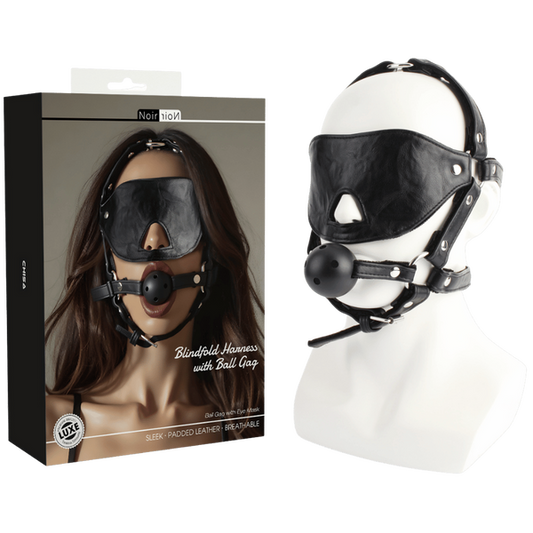 Chisa Noir Blindfold Harness With Ball Gag