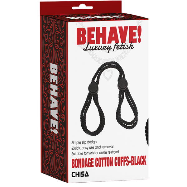 Chisa BEHAVE! Bondage Cotton Cuffs (Black)