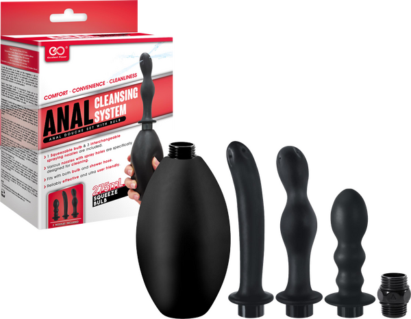 Excellent Power Anal Douche Set With Bulb Black