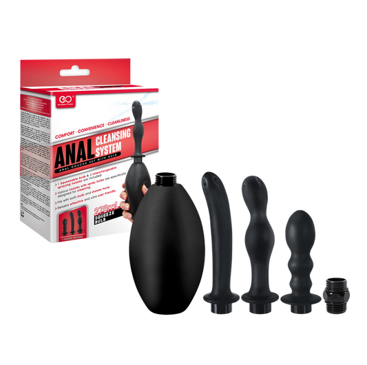 Excellent Power Anal Douche Set With Bulb Black