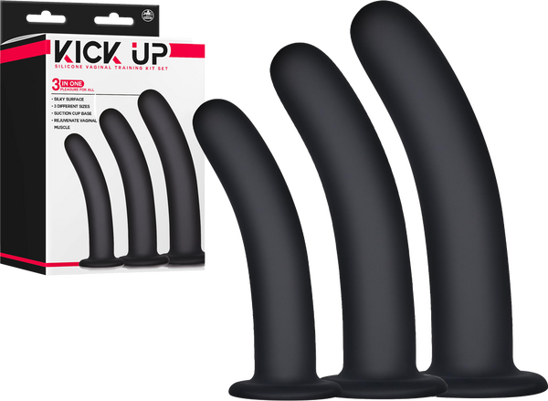 Excellent Power Kick Up - Silicone Vaginal Training Kit Dilator Black