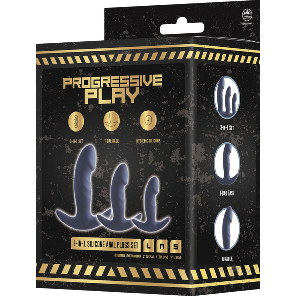 Excellent Power | 3-in-1 Silicone Anal Plug Set (Black)