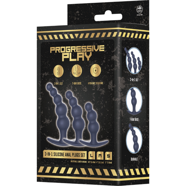 Excellent Power | 3-in-1 Silicone Anal Plug Set (Black)