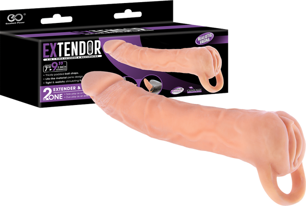 Excellent Power Extendor 2 in 1 Penis Extender & Masturbator Sleeve 9" Flesh