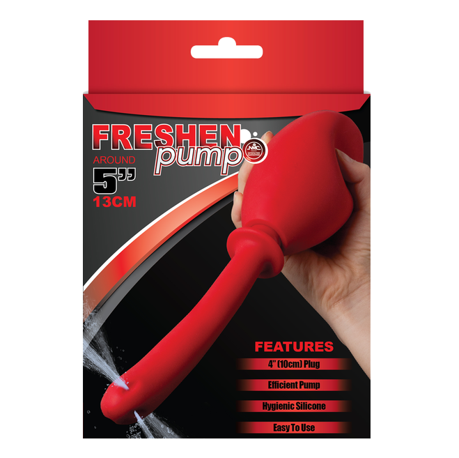 Excellent Power Freshen Pump 5"/13cm Douche with Silicone Ball Pump Red