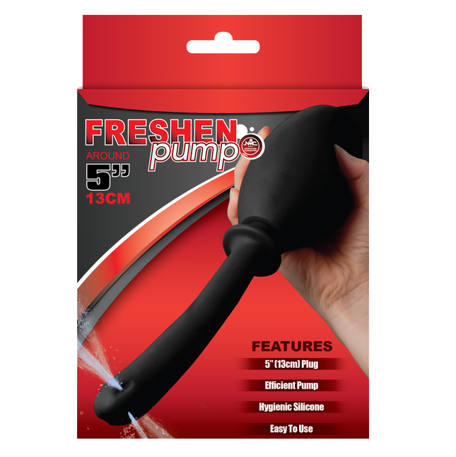 Excellent Power Freshen Pump 5"/13cm Douche with Silicone Ball Pump Black