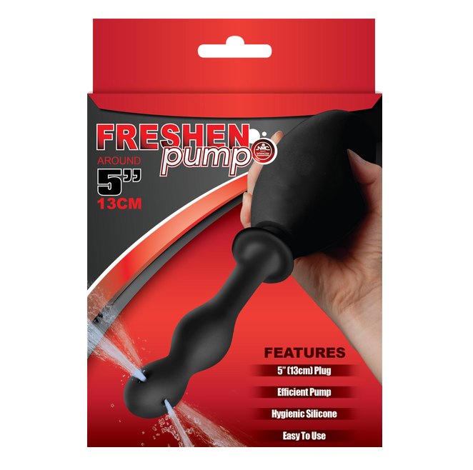 Excellent Power Freshen Pump 5"/13cm Douche with Silicone Ball Pump Black