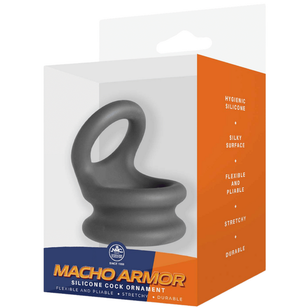 Excellent Power Macho Armor Silicone Cock & Ball Ornament Medium Grey