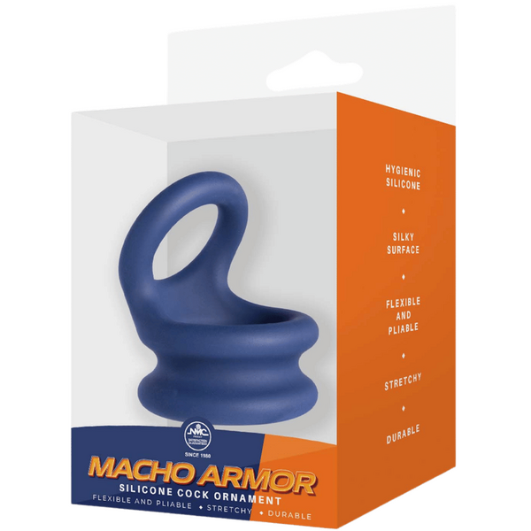 Excellent Power Macho Armor Silicone Cock & Ball Ornament Large Blue