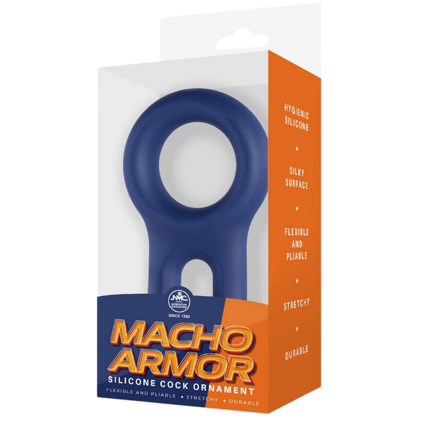 Excellent Power Macho Armor Silicone Cock & Ball Ring Ornament Blue