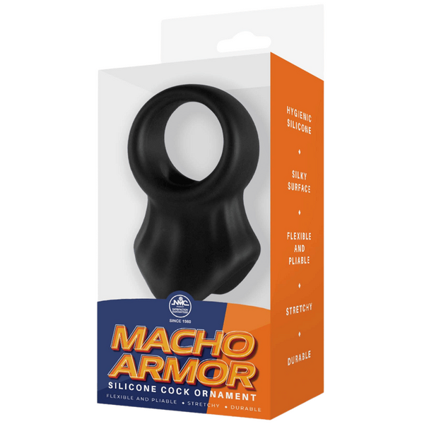 Excellent Power Macho Armor Silicone Cock & Ball Ornament Black