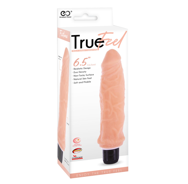 Excellent Power True Feel Ribbed 6.5" Vibrator Flesh