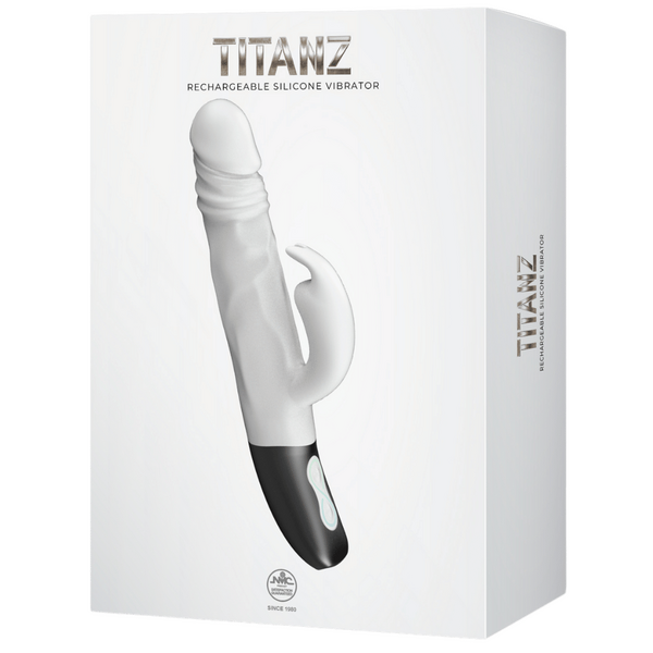 Excellent Power Titanz Rotating Rabbit Rechargeable Silicone Vibrator (White)