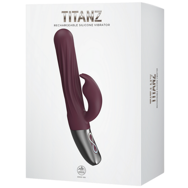 Excellent Power Titanz Thrusting Rabbit Rechargeable Silicone Vibrator (Rubine Red)