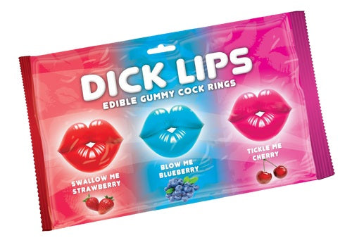 Hott Products | Dicklips Gummy Cock Rings (Singles) 3 Assorted Flavors 21 Pc/Display