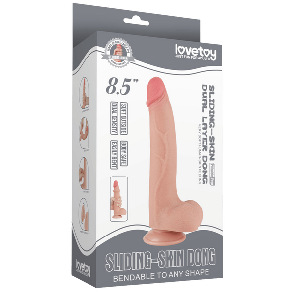Lovetoy 8.5" Sliding Skin Dual Layer Dong (Flesh)