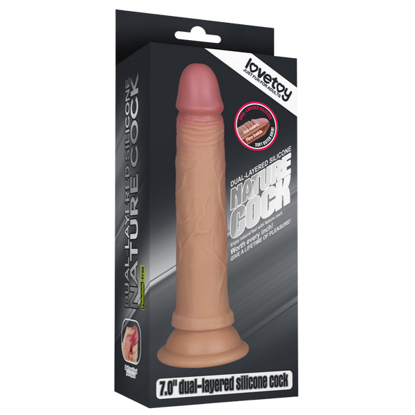 Lovetoy Nature Cock 7" Dual Layered Platinum Silicone Cock (Flesh)