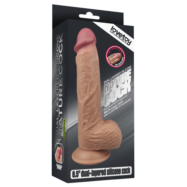 Lovetoy Nature Cock 8.5" Dual Layered Platinum Silicone Cock (Flesh)