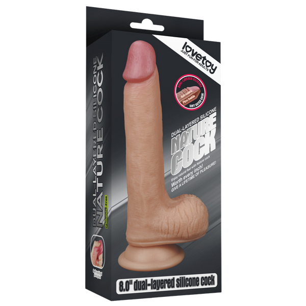 Lovetoy Nature Cock 8" Dual Layered Platinum Silicone Cock (Flesh)