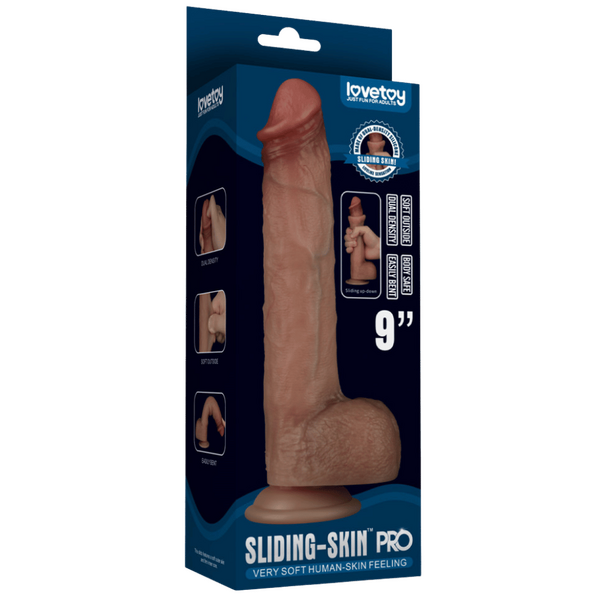 Lovetoy Sliding Skin Pro Dual Layer Silicone Dong Dildo 9"