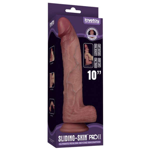 Lovetoy Sliding Skin Pro II Silicone Dual Layer Dong Dildo 10"