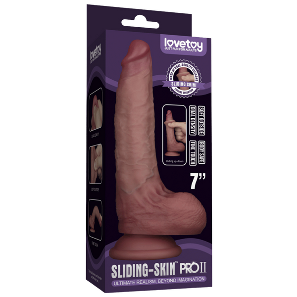 Lovetoy Sliding Skin Pro II Silicone Dual Layer Dong Dildo 7"
