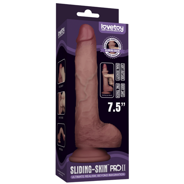 Lovetoy Sliding Skin Pro II Silicone Dual Layer Dong Dildo 7.5"