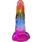 Doc Johnson Crystal Jellies 9.5" Realistic Cock With Balls Rainbow