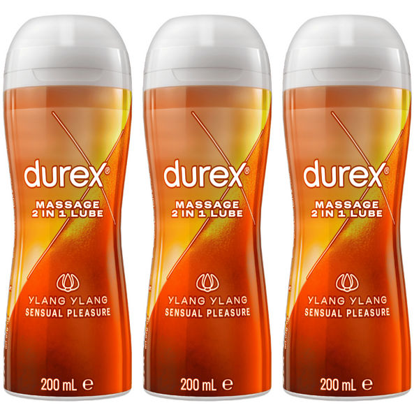 Durex 2in1 Sensual Massage Gel Lube Ylang Ylang (3 X 200ml Tray)