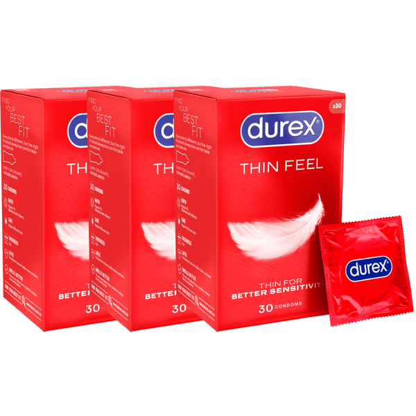 Durex Thin Feel Latex Condoms 30's (3 X 30's Tray)