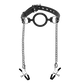 Master Series Mutiny Silicone O-Ring Gag With Nipple Clamps