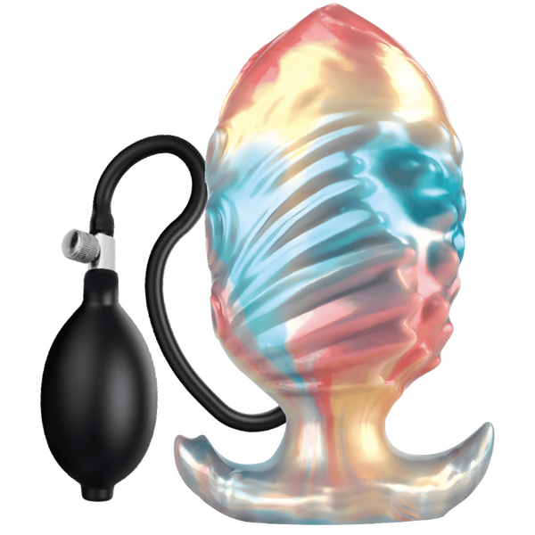 Power Monsters Ebon Leviathan 7" Rippled Monster Silicone Fantasy Inflatable Anal Plug