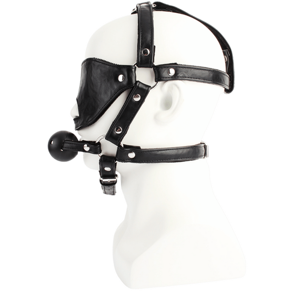 Chisa Noir Blindfold Harness With Ball Gag