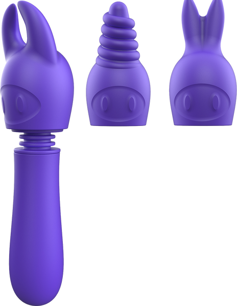 Excellent Power Tip Frenzy Vibrating Wand with 3 Interchangeable Trips Purple