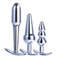 Excellent Power Hardware Gear - 3 in 1 Metal Butt Plug Kit Set (Chrome)